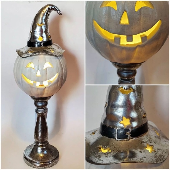 Jack-O-Lantern Pumpkin Head Halloween LED Light Up Pedestal Lamp Decor New - Picture 1 of 1